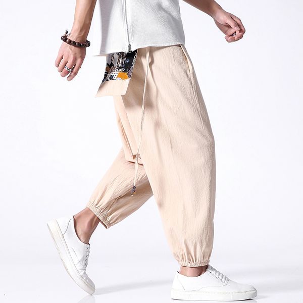 

new 2021 summer cotton joggers harem men hip hop breathable japanese streetwear straight trousers mens fashion fitness casual pant f0g5, Black