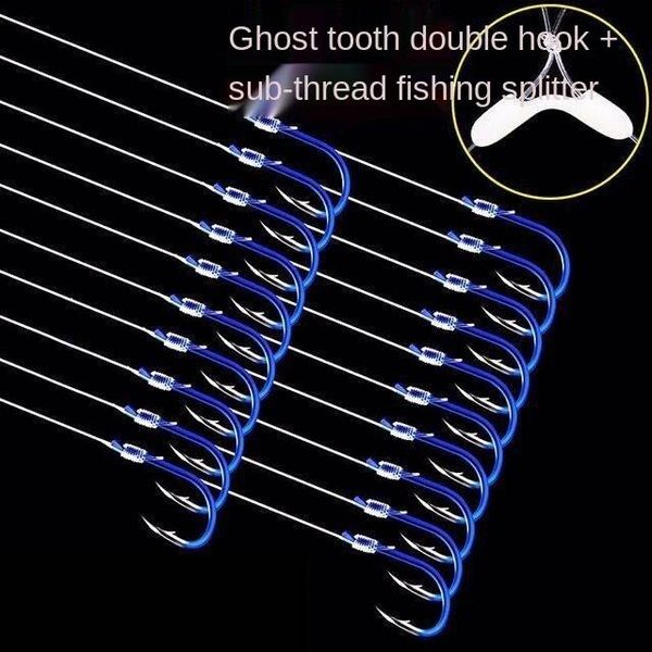 

fishing hooks 10 sets of carbon steel hooks, crank bass tow hook head with barbed bait