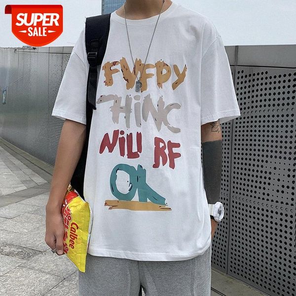 

shihangjia harajuku style short-sleeved men's shirt, loose hong kong t-shirt, net celebrity shaking #iz99, White;black