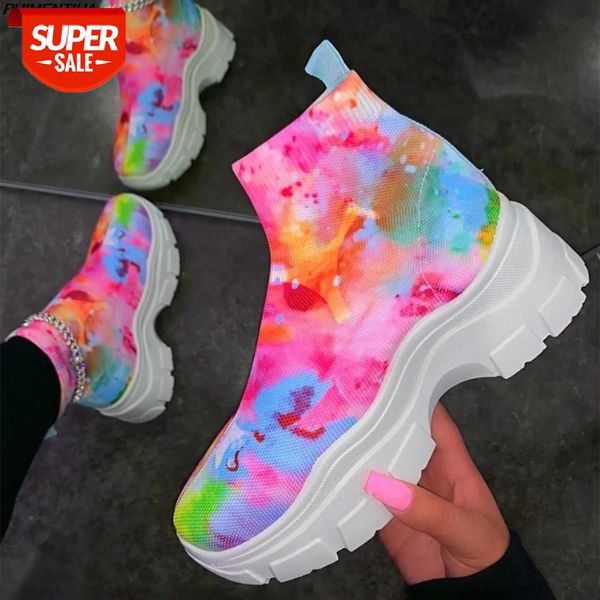 

women ankle boots for woman sneakers slip on outdoor running shoes footwear female fashion platform boots big size 2020 #wj2c, Black