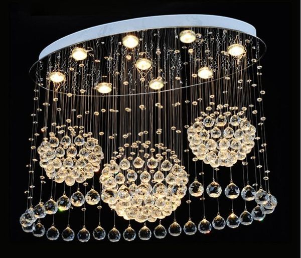 Lampadario di cristallo di lusso Lampada creativa moderna Apparecchio di illuminazione a sospensione per interni per soggiorno Plafoniera in acciaio inossidabile