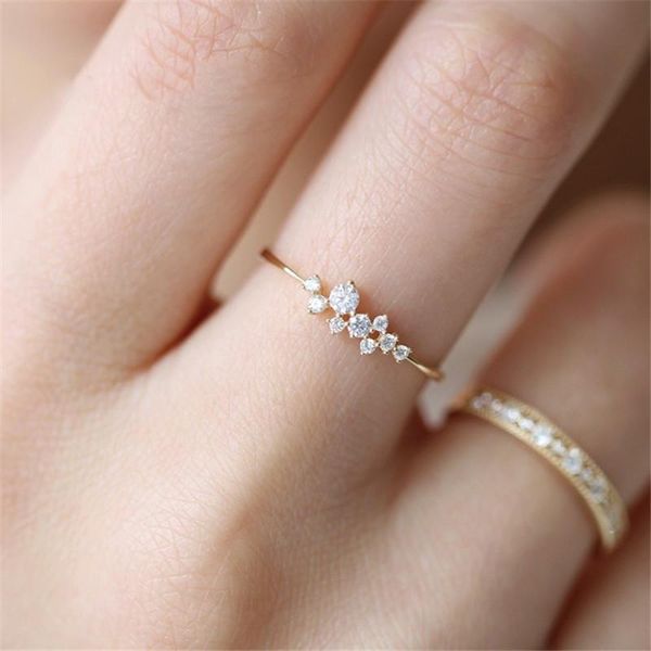 

wedding rings yo dainty zircon stone finger ring for women gold filled stackable engagement fashion bands minimalist jewelry, Slivery;golden