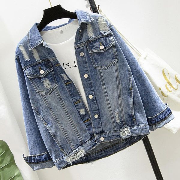 

women's jackets 2021 5xl spring summer embroider crop denim women casual jeans bomber jacket long sleeve coat plus size, Black;brown