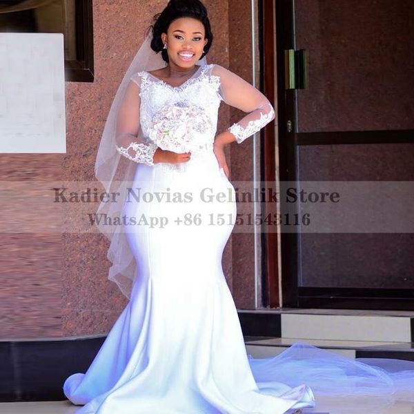 

other wedding dresses long sleeves white mermaid african with veil v neckline bridal gowns vestido de novia