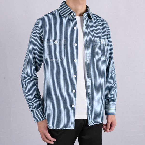 

2021 new striped denim long-sleeved pure cotton casual trendy shirts for men fashion stripe shirt mens comfortable chemise xjd0, White;black