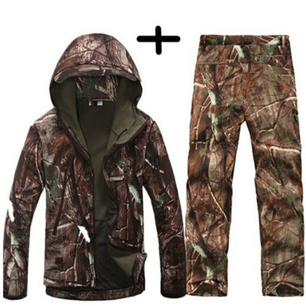 

2021 tactical gear soft shell camouflage outdoors jacket set men army casual waterproof hunter warm clothes military hike jacke cmmy, Black;brown