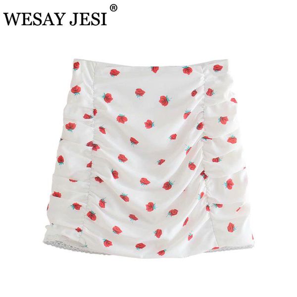 

skirts wesay jesi 2021 summer women's tight-fitting zipper flower print mini skirt fashion chic elegant short set, Black