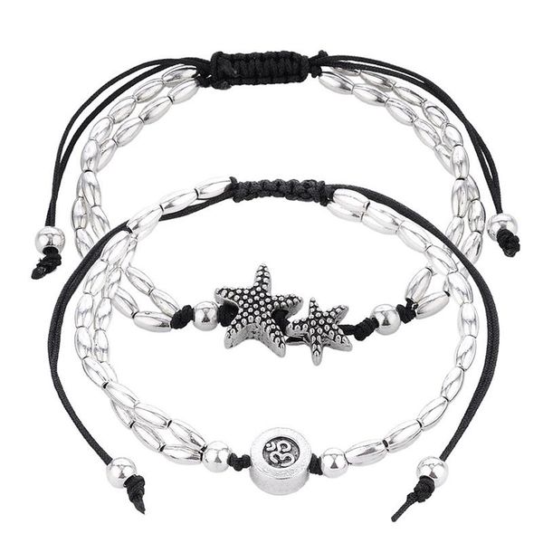 

anklets 2 pcs anklet bracelet ankle foot starfish double chain jewelry, Red;blue