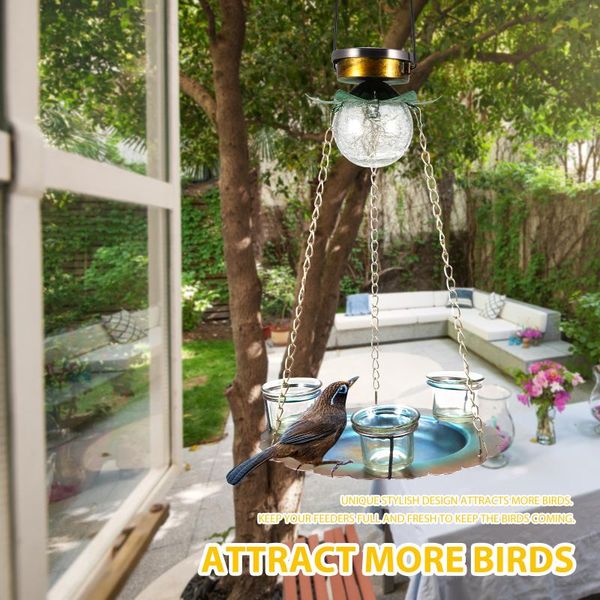 

other bird supplies outdoor hanging feeder and drinker garden wild water cup with solar led light balcony feeding decor