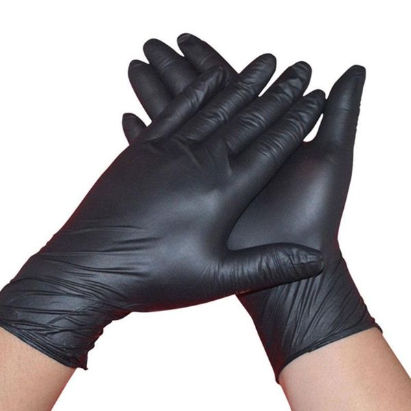 

disposable gloves nitrile black 100pcs food grade waterproof allergy work safety mechanic synthetic
