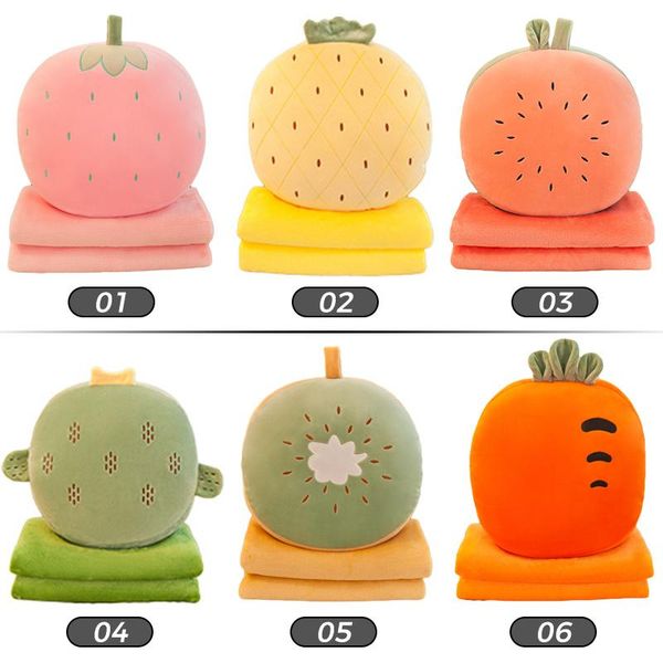 

cushion/decorative pillow creative cute fruit stuffed doll 3 in 1 foldable plush cushion blanket sleeping throw cartoon strawberry cactus