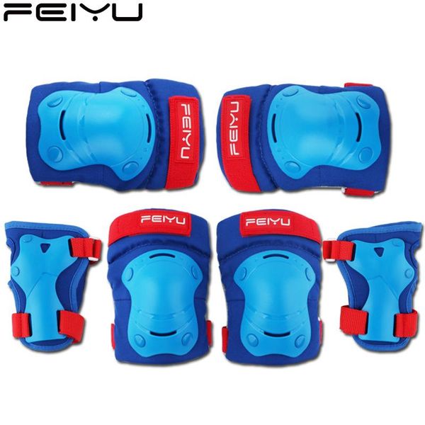 

elbow & knee pads 6 in 1 skating cycling roller protection set kids wrist safety protective sport gear, Black;gray