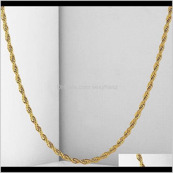 

chains necklaces & pendants jewelrytwisted rope necklace womens mens chain yellow gold filled gf 2mm gn445 drop delivery 2021 ufvtl, Silver