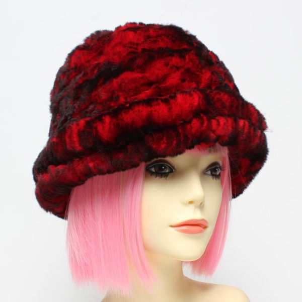 

stingy brim hats lady's genuine rex fur winter women warm natural real caps brand fashion luxury, Blue;gray