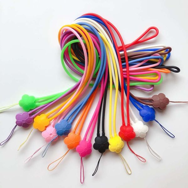 

plum silicone elastic mobile phone id card sleeve anti loss network hanging neck rope