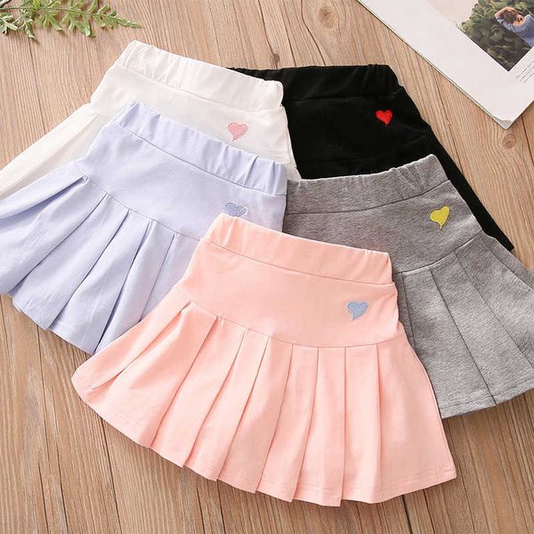 

summer fashion 3 4 6 8 9 10 12 years cotton school children clothing dance training for lovey baby girls skirt with shorts 210529, Blue