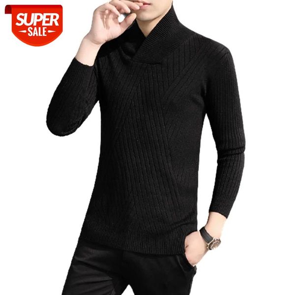 

2020 new fashion pullovers men casual sweaters knitted striped sweater slim fit male streetwear pullovers harajuku sweater #cs38, White;black
