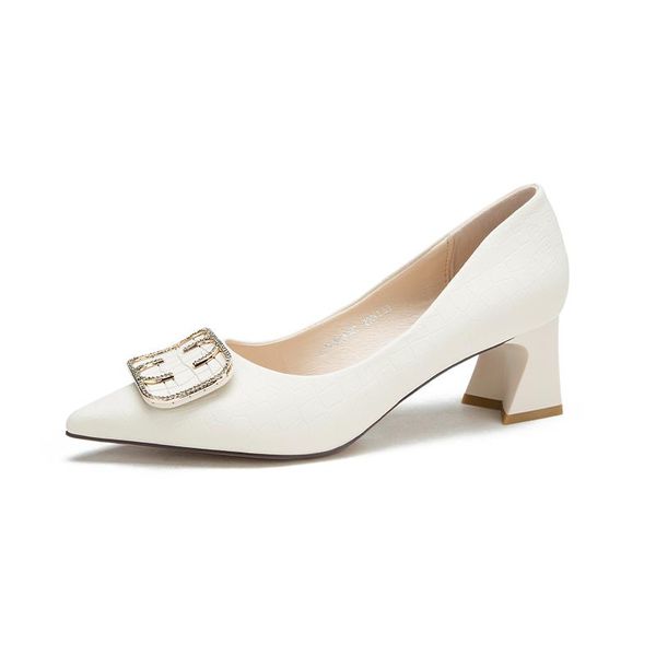 

dress shoes women's fashion high-quality pointed high-heeled with metal decoration, Black