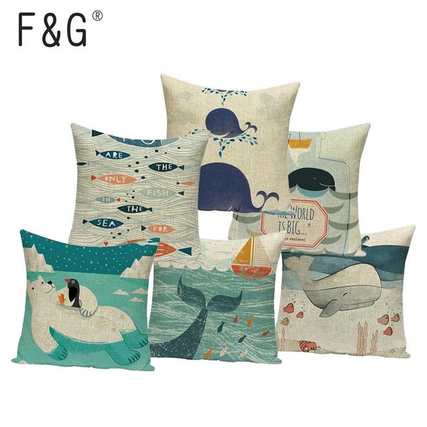 

cushion/decorative pillow ocean home decor decorative cute fish pattern case est fashion nordic style whale cushion covers for sofa family g