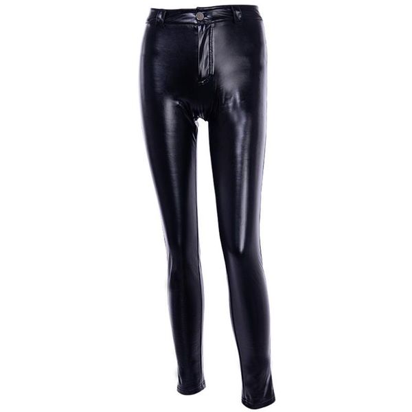 

women's pants & capris women casual pu ol skinny thin high waist plain female fashion fall punk style chic cool black solid stylish pen, Black;white