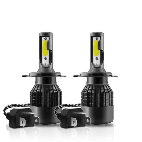 

car headlights t2 led headlight h4 144w 14400lm fog light auto headlamp cob chips bulb