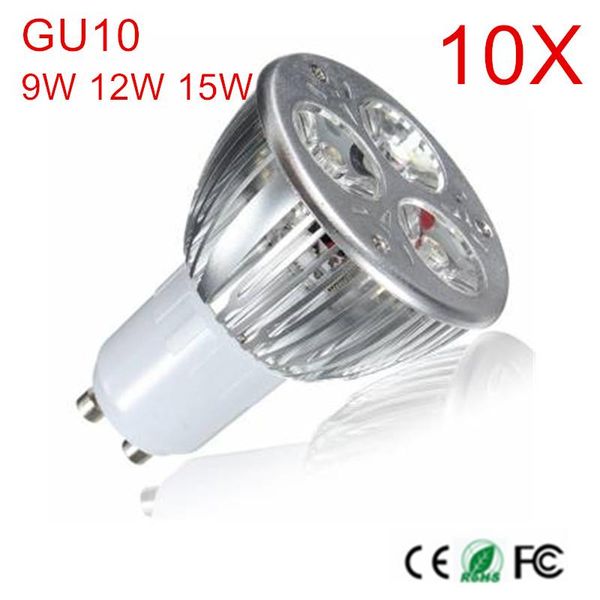 

bulbs 10pcs/lot, 9w 12w 15w gu10 led bulb lights ac85-265v dimmable spotlights warm/cool white spot light