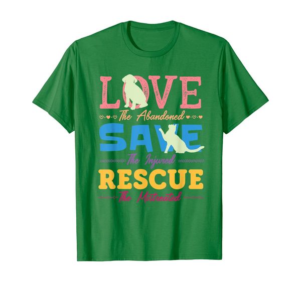 

love save rescue dog cat animals shelter support t-shirt, White;black