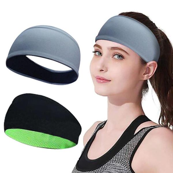 

sweatband 2pcs headband sport hair head band stretch wrap elastic sports cintillo deportivothin cinta pelo deporte, Yellow;black