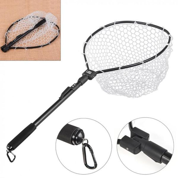 

fishing accessories folding rubber net length 85cm retractable telescoping aluminum alloy pole landing