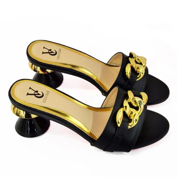 

dress shoes casual 2021 latest black color italian women slippers for party african wedding high heels slip on quality