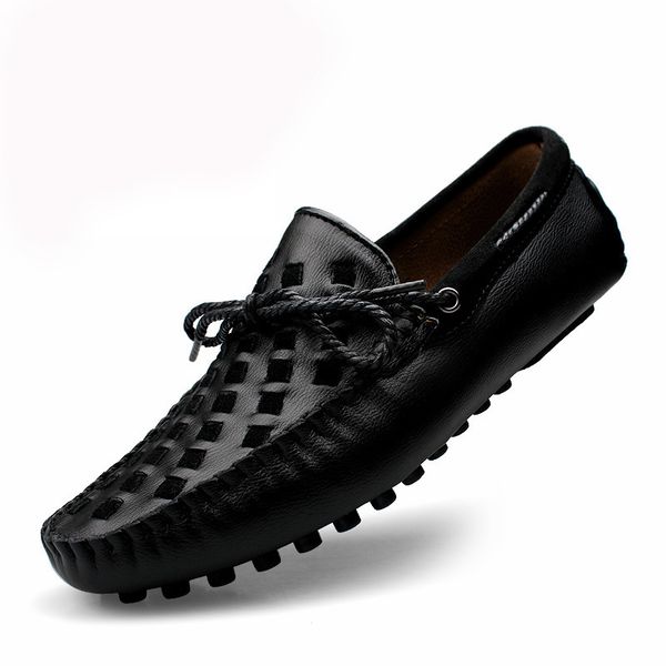 

leather male dress shoes shoes casual men's breathing moccasins slide genuine comfortable chess in relief 4y7z, Black