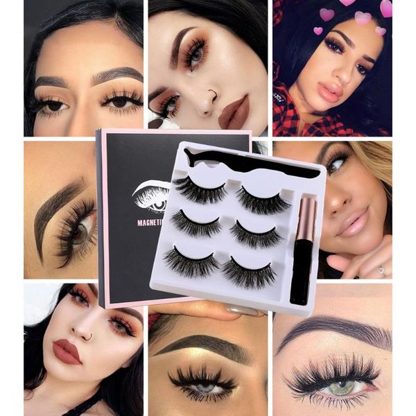 

false eyelashes waterproof 3d liquid eyeliner w/ 3 pairs bushy kit