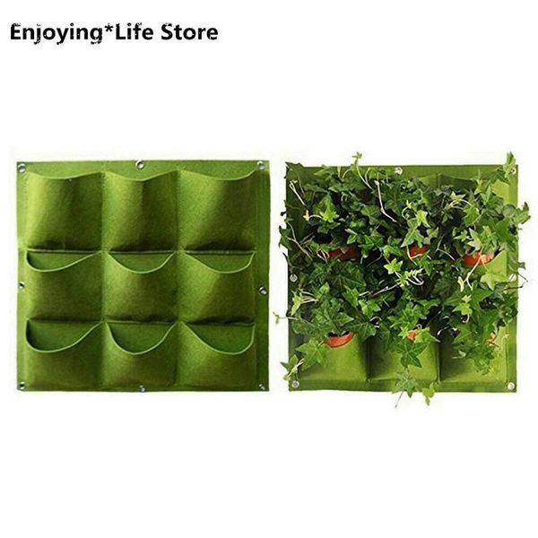 

planters & pots 9/18 pocket non-woven flower pot balcony vertical wall hanging vase planting bag seeder decor green garden