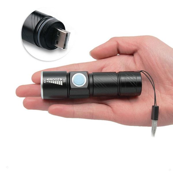 

xpe built-in battery 300 lumens rechargeable zoomable 3 switch modes camping flash light hiking searching torch