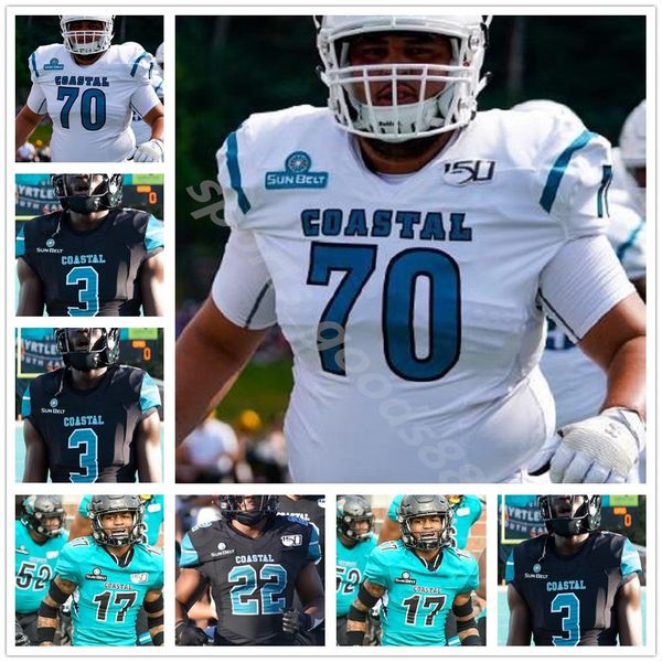 

new custom 2020 coastal carolina football 1 cj marable stitched jerseys grayson mccall jai williams taliaferro men youth kid women jerseys, Black