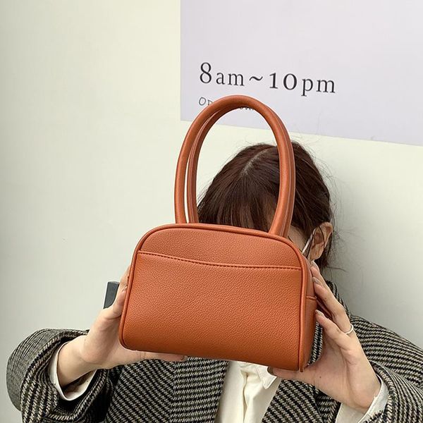 

cross body fashion lychee pattern ladies handle bags solid color pu leather women shoulder underarm bag simple female small square