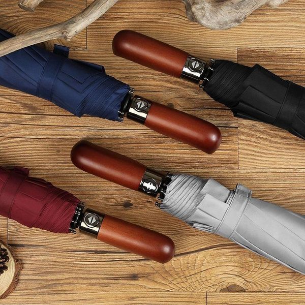 

umbrellas oloey big umbrella men business style 105cm automatic rain double layer 10k windproof large golf wooden