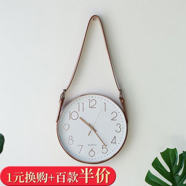

household interior clock quartz wall nordic belt silent living room modern design clocks