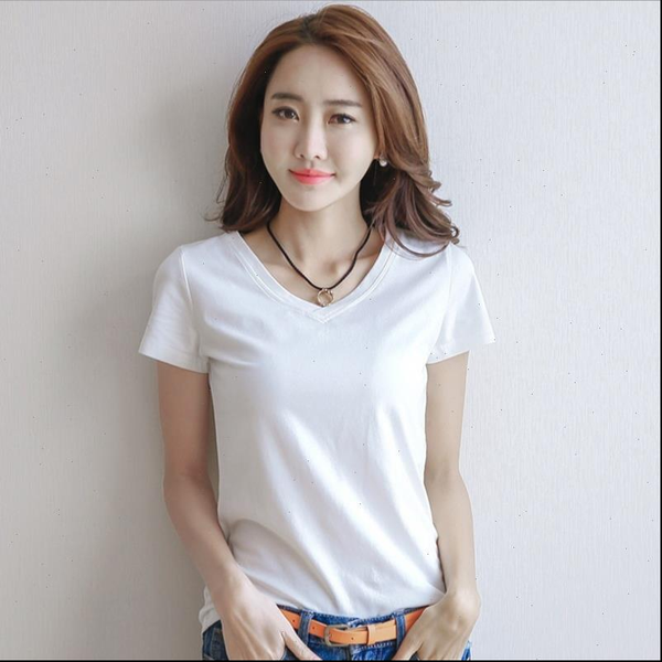 

2021 women red mouth lip print t shirts base v neck short sleeve women t shirt all match white tee girls