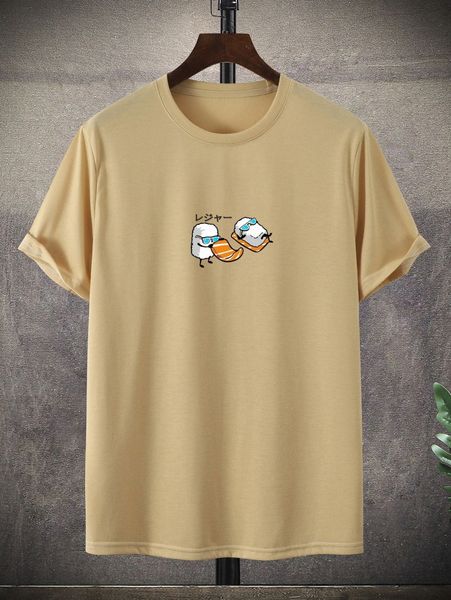 

men cartoon & japanese letter graphic tee c9qt#, White;black
