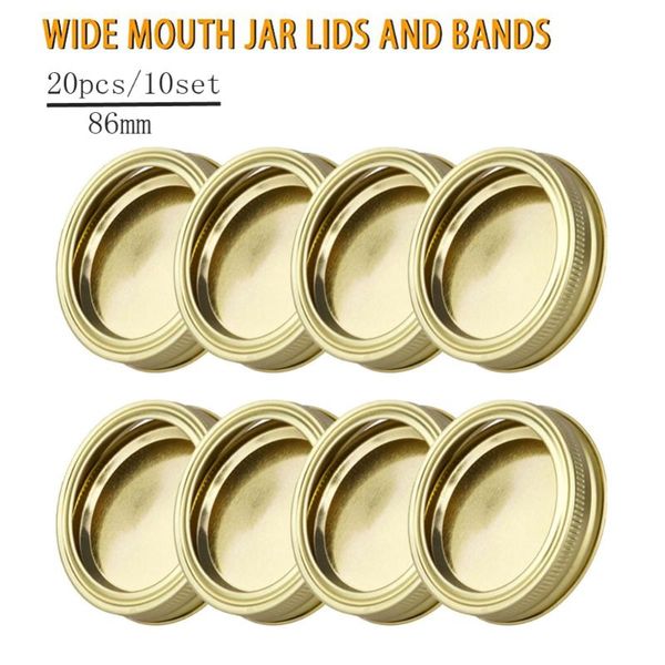 

storage bottles & jars 20pcs wide mouth canning lids bands split-type leak-proof for mason jar covers with sealing rings