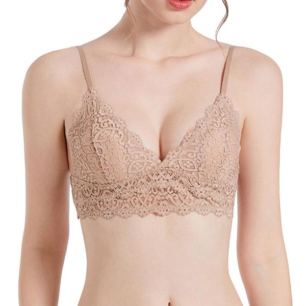 

camisoles & tanks women lace bra sling without steel ring underwear feminine halter thin cup wireless seamless lingerie, Black;white