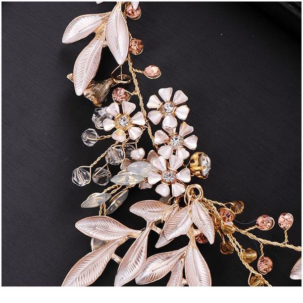 

vintage gold wedding headband handmade headdress pearl crystal flower leaf bride tiara headband wedding hair acc jllfou, Silver