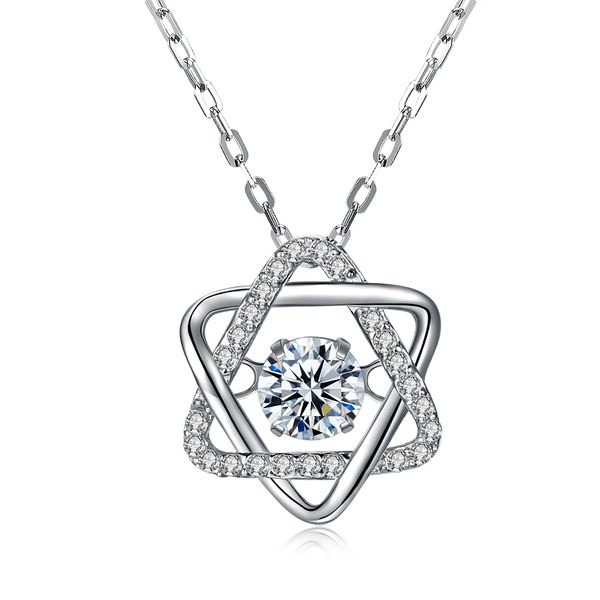 

zemior 925 sterling silver necklaces for women romantic six-pointed star pendant round clear cz necklace anniversary jewelry q0531