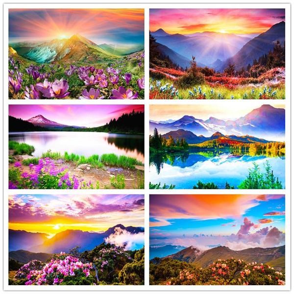

diamond painting 5d diy scenery mountain embroidery sunset mosaic rhinestone natural home decor