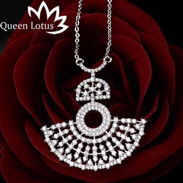 

pendant necklaces 2021 quality copper zircon crystal sector big silver necklace for women collares mujer colgantes moda