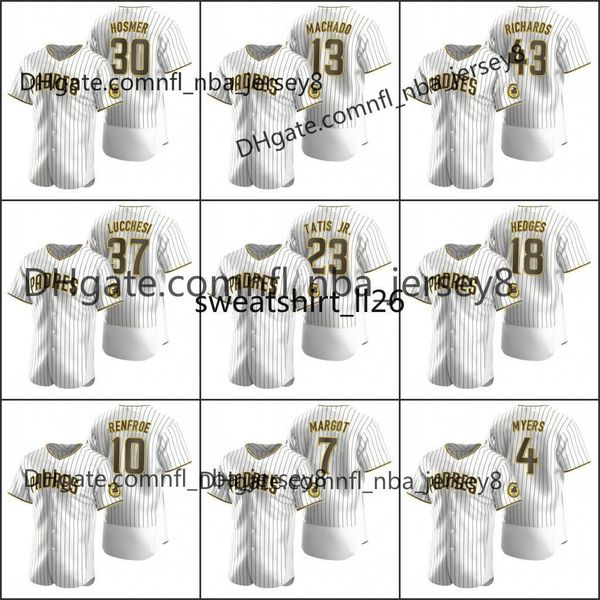 

san diego padres #13 manny machado 23 fernando tatis jr. 4 wil myers men women youth custom white brown authentic jersey, Blue;black