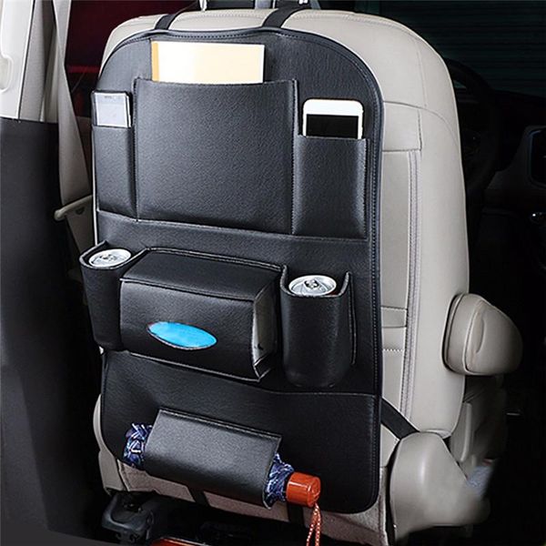

car organizer seat back storage bag travel box multi-pocket pu leather backseat hanger auto accessories interior stowing