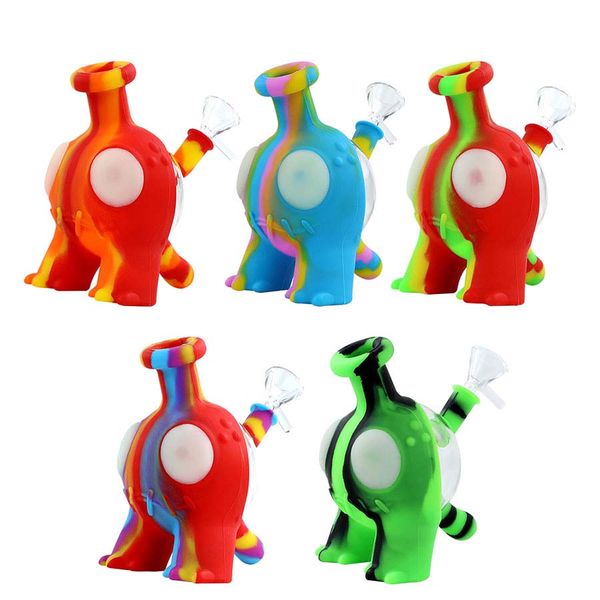 pipa ad acqua in silicone tubi di gorgogliamento di vetro a tre gambe narghilè monster bong dab rig utilizzare per fumare erba secca di tabacco