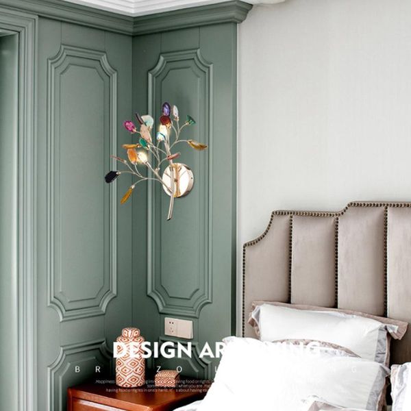 

wall lamp modern agate light creative luxury living room dining aisle bedside simple colorful design sconce